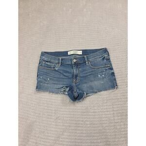 Abercrombie & Fitch Shorts Womens 4 Blue Jean Cut Off Paint Splatter